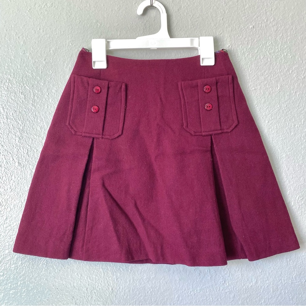 60s burgundy pleated skirt